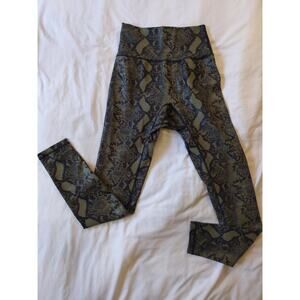 Buff Bunny Elysium Leggings Snake Print Olive Green High Waist Compression S